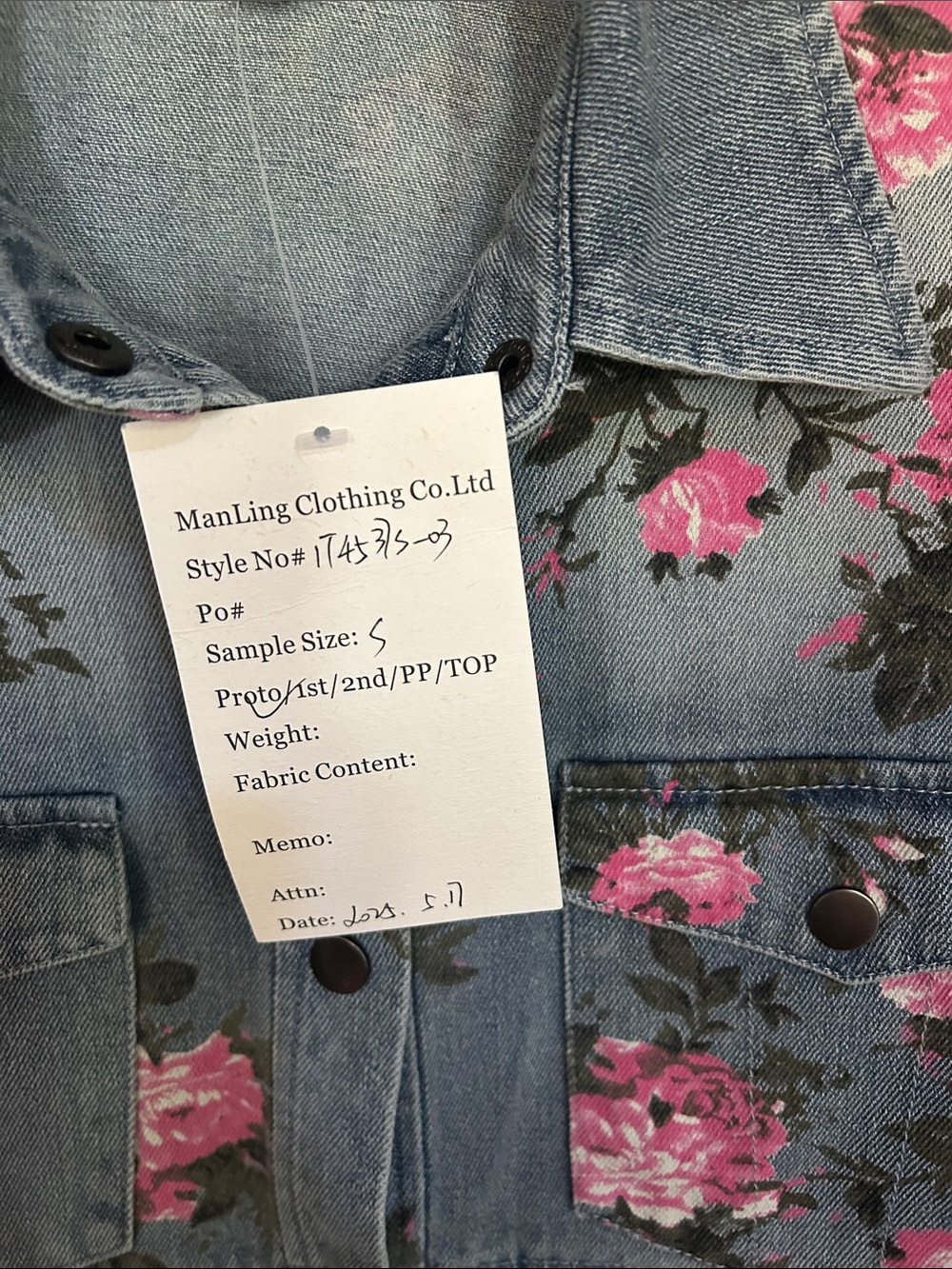 NWT BiBi Pink Floral Washed Blue Denim Peplum Jacket - Picture 3 of 8